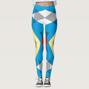 Geometric Convergence in Blue and Gold Leggings