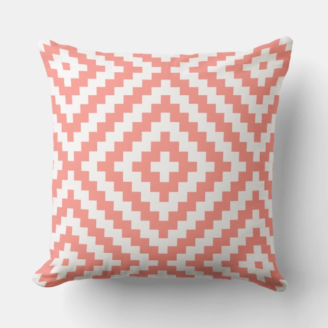 Geometric Coral Throw Pillow (Front)