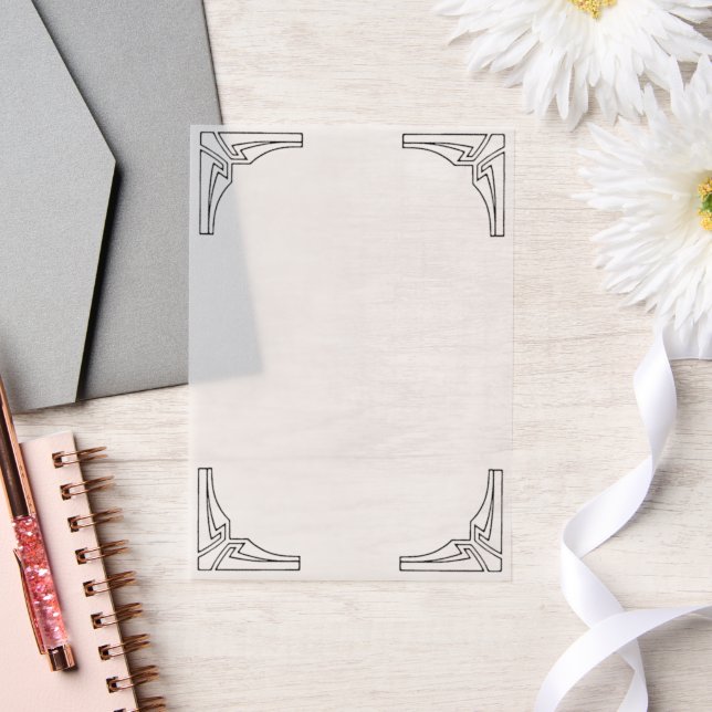 Geometric Corner Border Elegant Minimalist Overlay Vellum Invitations (Wedding)