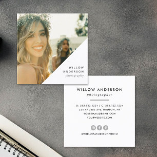 Geometric Corner   Modern Minimal Photography Square Business Card