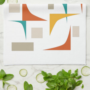 Geometric Corners Bold Mid Century Retro Kitchen Towel