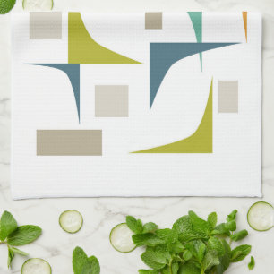 Geometric Corners Colourful Mid Century Modern Kitchen Towel