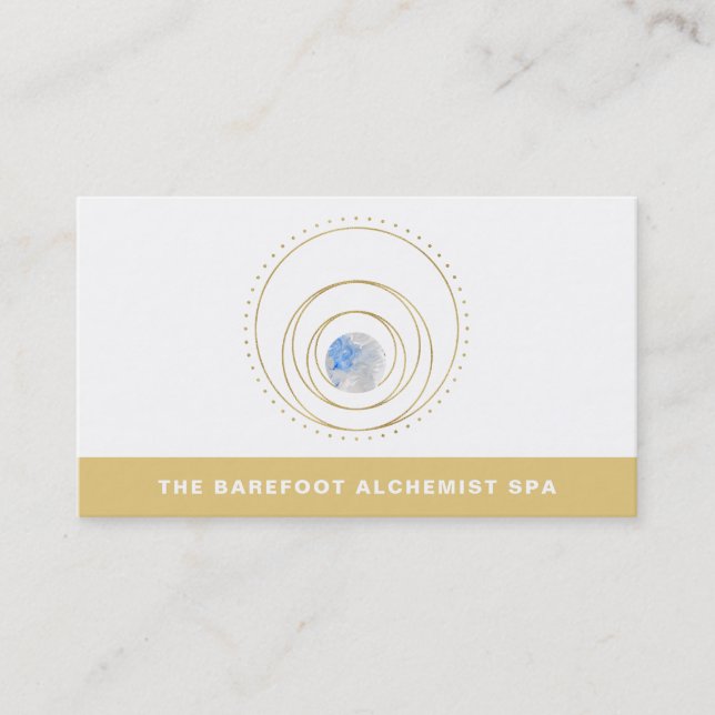 *~*  Geometric Cosmic  Boho Gold Sacred Geometry Business Card (Front)