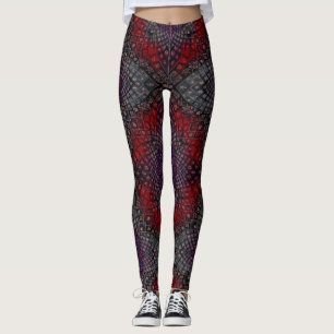 Geometric Crimson Mandala Leggings
