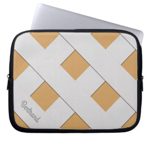Geometric Crossing Pastel Grey Lines with Name Laptop Sleeve