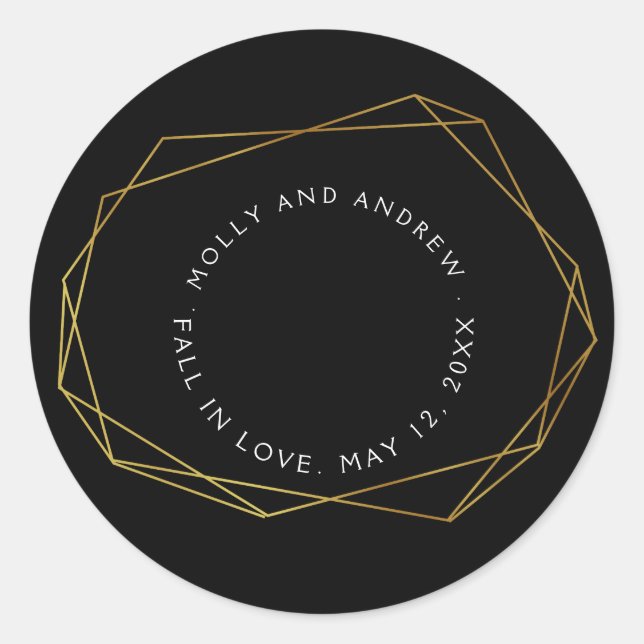 geometric crystal black STICKER party/wedding gold (Front)