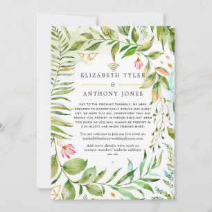 Geometric Crystal Greenery Virtual Wedding Announcement