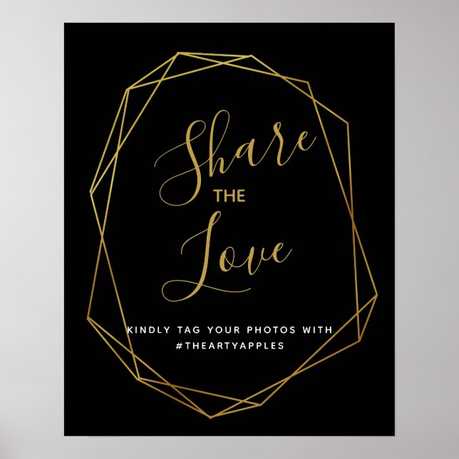 geometric crystal Social media wedding hashtag Poster (Front)