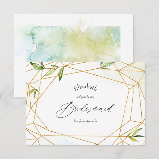 Geometric Crystal Wedding Be My Bridesmaid Invitation (Front/Back)