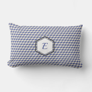 Geometric Cube Pattern in Purple, Grey & White Lumbar Pillow