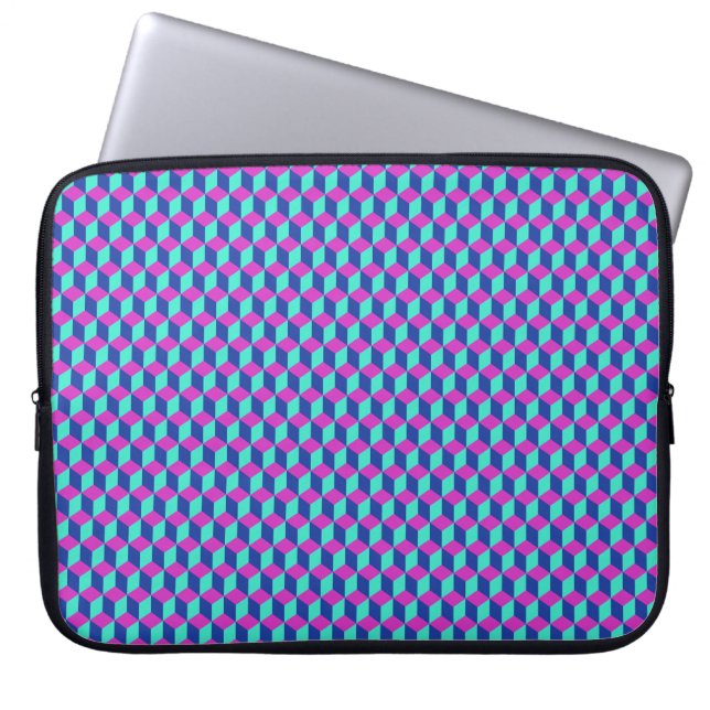 Geometric Cube Pattern Laptop Sleeve (Front)