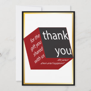 Geometric Cube Red   Black High Tech Wedding Gift  Thank You Card