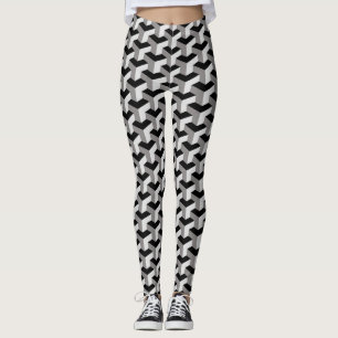 Geometric Cubes Optical Illusion Pattern Leggings