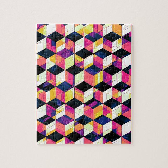 Geometric Cubes Pop Art Jigsaw Puzzle (Vertical)