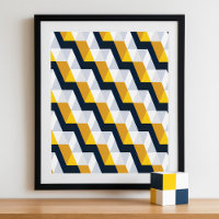 Geometric Cubic Pattern in Yellow and White