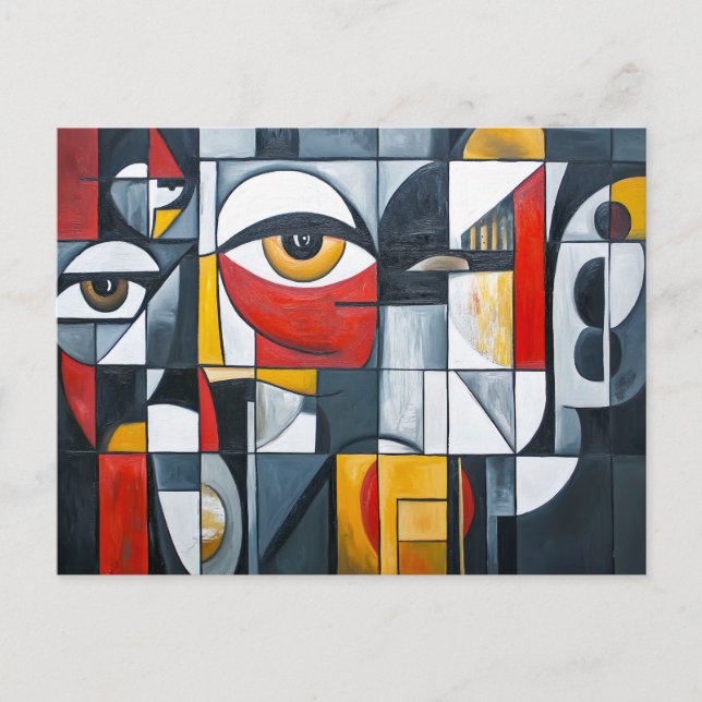 Geometric Cubist Portrait Abstract Postcard (Front)