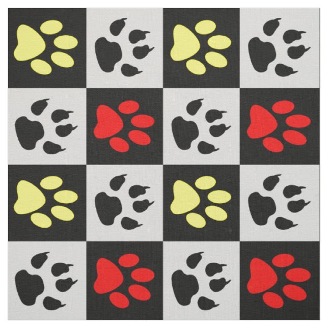 Geometric Cute Pet Paws And Claws Fabric (Swatch)