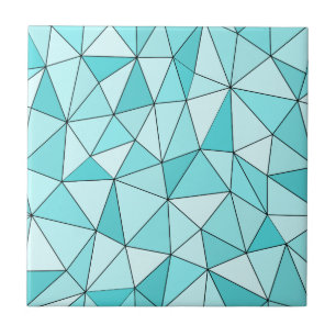 Geometric Cyan Triangles Modern Ceramic Tile