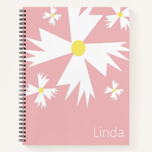 Geometric Daisy Floral Name Notebook