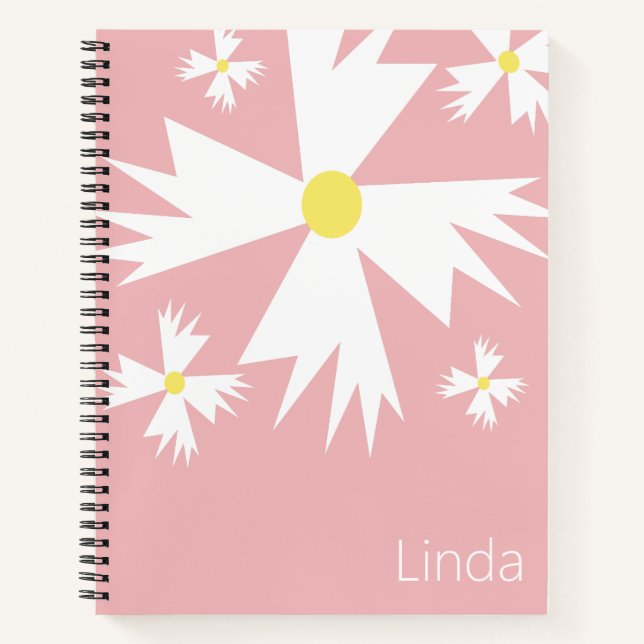 Geometric Daisy Floral Name Notebook (Front)