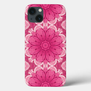 Geometric Daisy Pattern in Coral and Pastel Pink   iPhone 13 Case