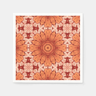 Geometric Daisy Pattern in Mandarin Orange Napkin