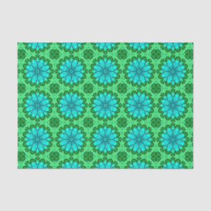 Geometric Daisy Pattern in Turquoise and Green Tissue Paper