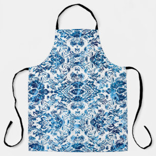 Geometric damask seamless pattern with grunge text apron