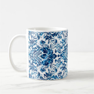 Geometric damask seamless pattern with grunge text coffee mug