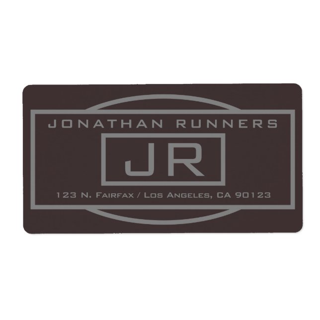 Geometric Dark Brown & Grey Return Address (Front)