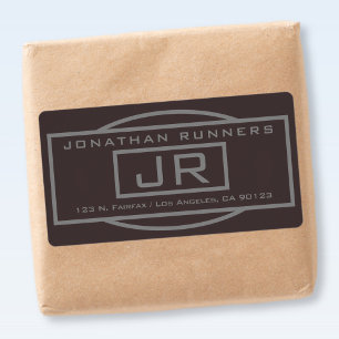 Geometric Dark Brown & Grey Return Address