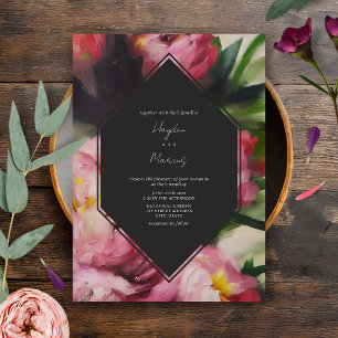 Geometric Dark Floral Botanical Wedding Invitation