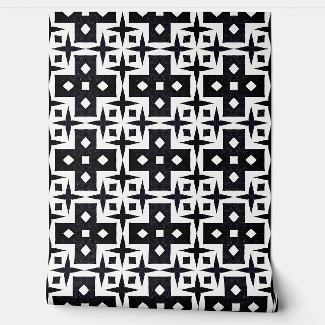  Geometric Deco Modern Classy Chic Black and White Wallpaper (Unrolling)