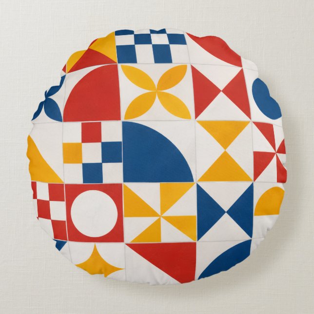 Geometric Decorative Round Pillow (Front)