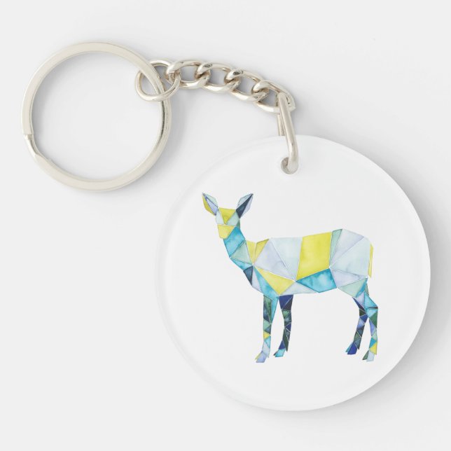 Geometric Deer Animal Keychain (Front)