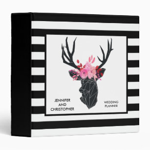 Geometric Deer Head with Floral Crown Binder