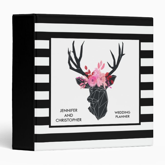 Geometric Deer Head with  Floral Crown Binder (Front/Spine)