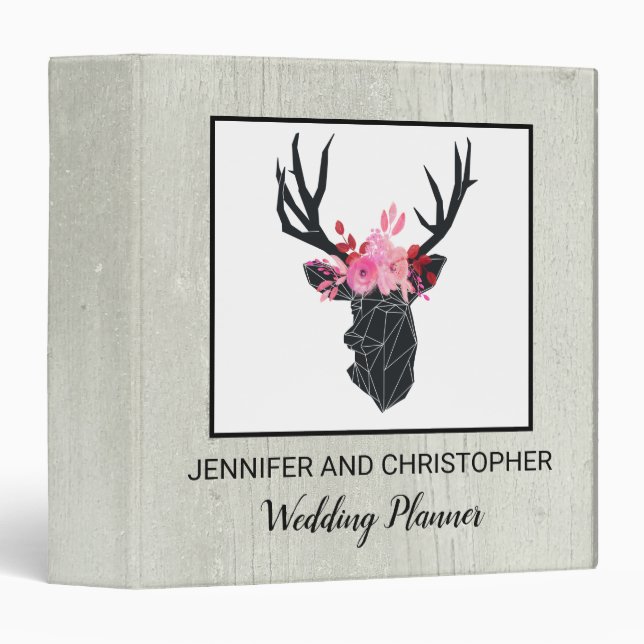 Geometric Deer Head with Floral Crown Binder (Front/Spine)