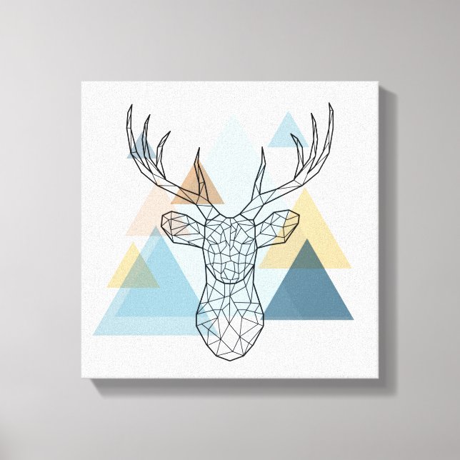 Geometric Deer Portrait Canvas Print (Front)