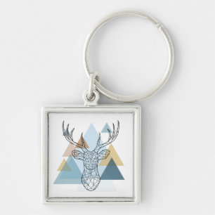 Geometric Deer Portrait Keychain