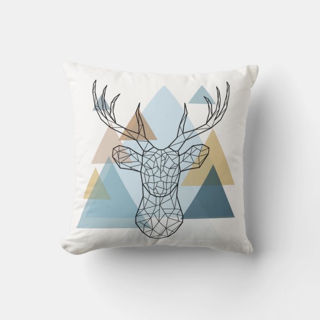Geometric Deer Portrait Throw Pillow (Front)