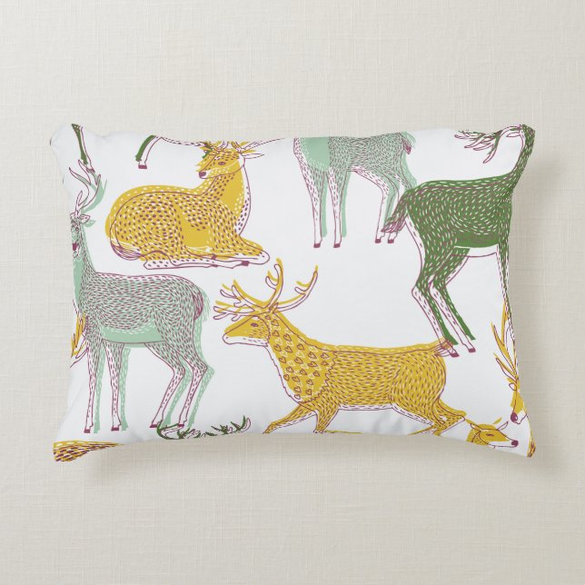 Geometric Deers: Traditional Pattern Illustration. Accent Pillow (Front)
