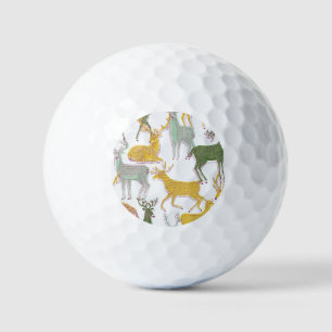 Geometric Deers: Traditional Pattern Illustration. Golf Balls