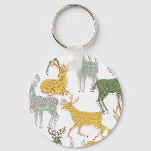 Geometric Deers: Traditional Pattern Illustration. Keychain