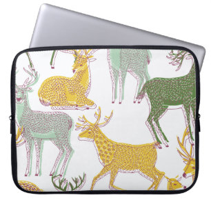 Geometric Deers: Traditional Pattern Illustration. Laptop Sleeve