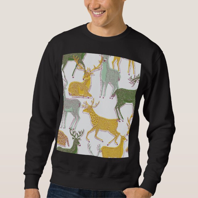 Geometric Deers: Traditional Pattern Illustration. Sweatshirt (Front)
