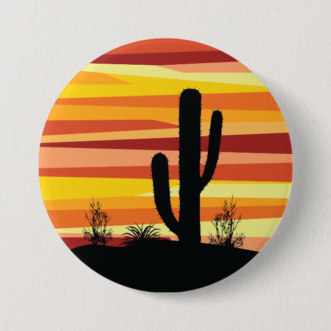 Geometric desert sunset 3 inch round button (Front)