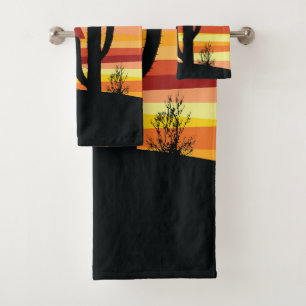 Geometric desert sunset bath towel set