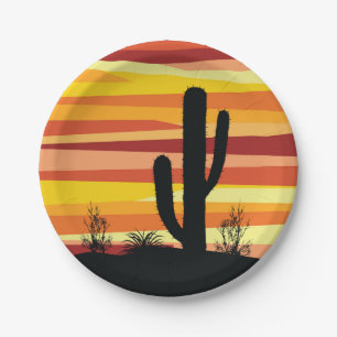 Geometric desert sunset paper plate