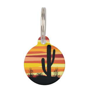 Geometric desert sunset pet tag